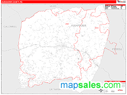 Alexander County, NC Zip Code Wall Map