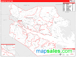 Beaufort County, NC Zip Code Wall Map