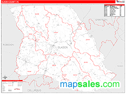 Bladen County, NC Zip Code Wall Map