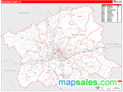 Buncombe County, NC Zip Code Wall Map