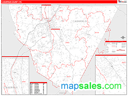 Cabarrus County, NC Zip Code Wall Map