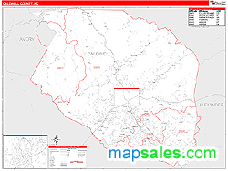 Caldwell County, NC Zip Code Wall Map