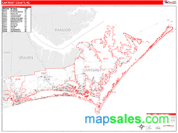 Carteret County, NC Zip Code Wall Map