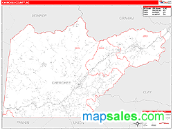 Cherokee County, NC Zip Code Wall Map