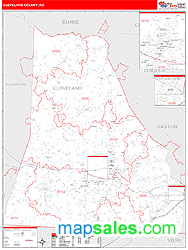 Cleveland County, NC Zip Code Wall Map