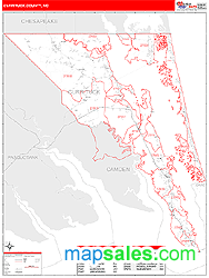 Currituck County, NC Zip Code Wall Map