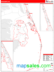 Dare County, NC Zip Code Wall Map