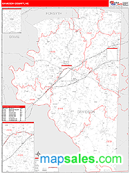 Davidson County, NC Zip Code Wall Map