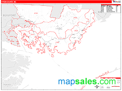 Hyde County, NC Zip Code Wall Map