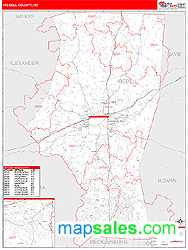 Iredell County, NC Zip Code Wall Map