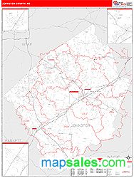 Johnston County, NC Zip Code Wall Map