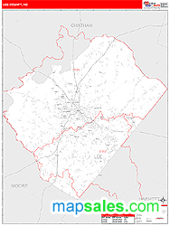 Lee County, NC Zip Code Wall Map