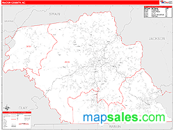 Macon County, NC Zip Code Wall Map