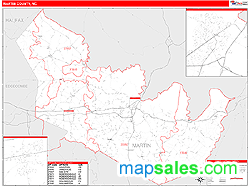 Martin County, NC Zip Code Wall Map