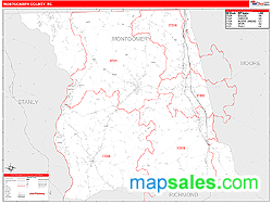 Montgomery County, NC Zip Code Wall Map