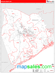 Onslow County, NC Zip Code Wall Map