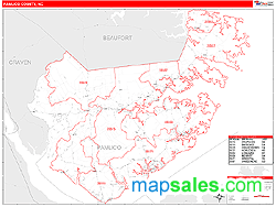 Pamlico County, NC Zip Code Wall Map