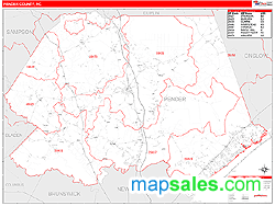 Pender County, NC Zip Code Wall Map