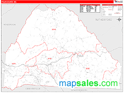 Polk County, NC Zip Code Wall Map