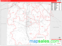 Randolph County, NC Zip Code Wall Map