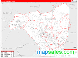 Rutherford County, NC Zip Code Wall Map