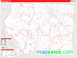 Surry County, NC Zip Code Wall Map