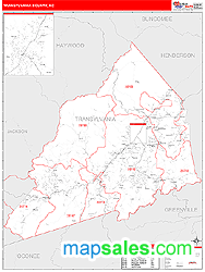 Transylvania County, NC Zip Code Wall Map