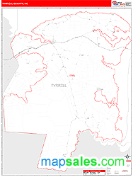 Tyrrell County, NC Zip Code Wall Map