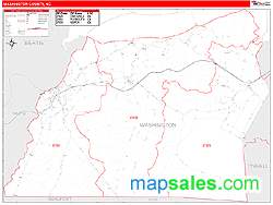 Washington County, NC Zip Code Wall Map