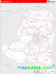 Wayne County, NC Zip Code Wall Map