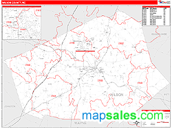 Wilson County, NC Zip Code Wall Map