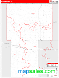 Billings County, ND Zip Code Wall Map