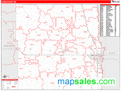 Cass County, ND Zip Code Wall Map