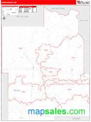 Dunn County, ND Zip Code Wall Map