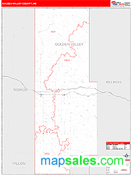 Golden Valley County, ND Zip Code Wall Map