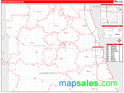 Grand Forks County, ND Zip Code Wall Map