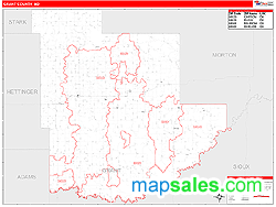 Grant County, ND Zip Code Wall Map