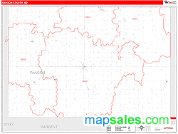 Ransom County, ND Zip Code Wall Map