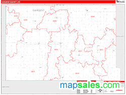Sargent County, ND Zip Code Wall Map