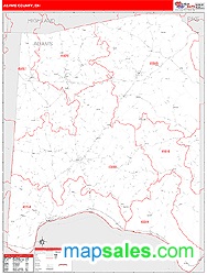 Adams County, OH Zip Code Wall Map