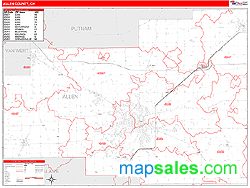 Allen County, OH Zip Code Wall Map