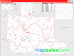 Athens County, OH Zip Code Wall Map