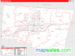 Clark County, OH Zip Code Wall Map