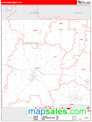 Crawford County, OH Zip Code Wall Map