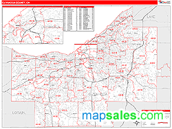 Cuyahoga County, OH Zip Code Wall Map