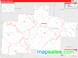 Hocking County, OH Zip Code Wall Map