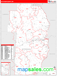 Jefferson County, OH Zip Code Wall Map