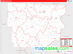 Monroe County, OH Zip Code Wall Map