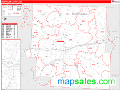 Muskingum County, OH Zip Code Wall Map