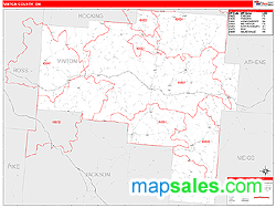 Vinton County, OH Zip Code Wall Map